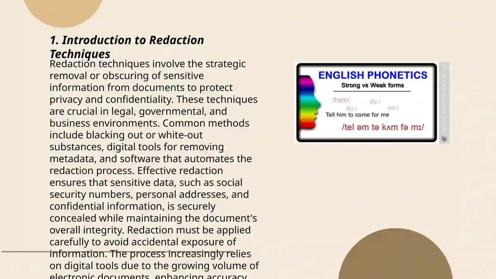 Redaction. Strong and weak forms 3