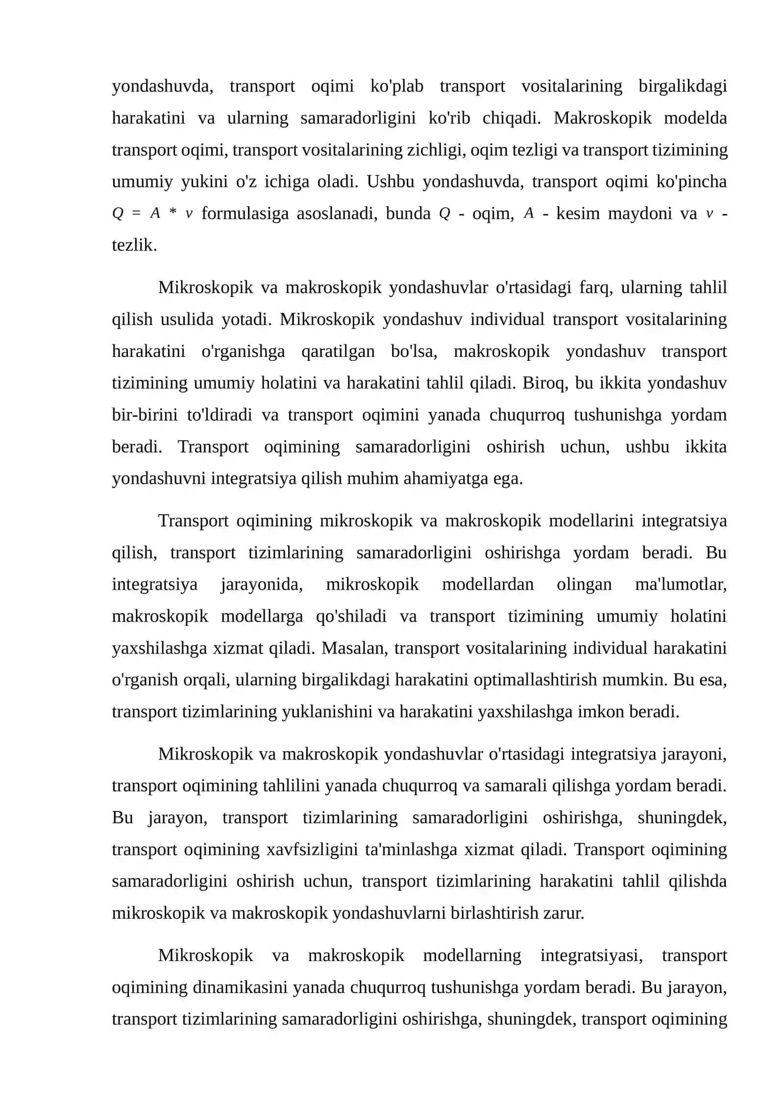 Transport oqimining mikroskopik va makroskopik modellarini integratsiya gilish usullari 3