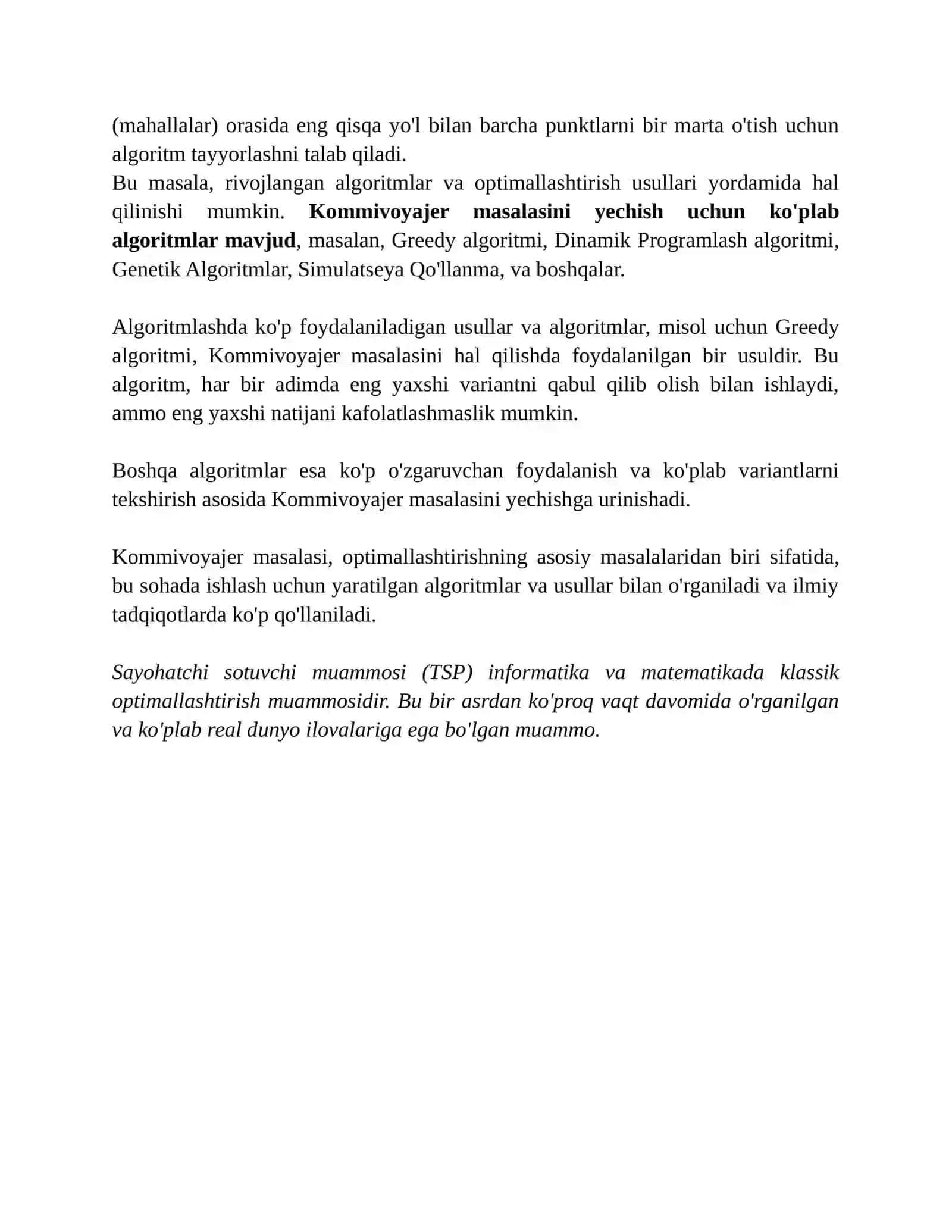 Kommivoyajer masalasini yechish usul va algoritmi 3