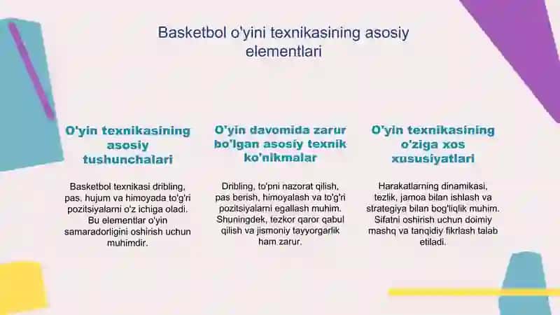 Basketbol o'yini texnikasi va taktikasi 3