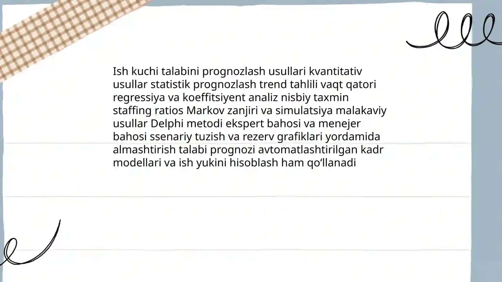 Ish kuchi talabini prognozlash usullari 3