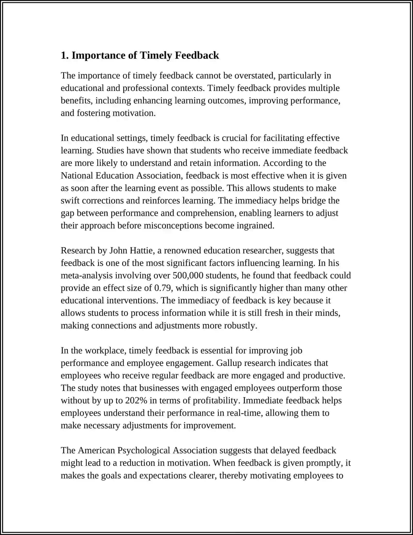 FEEDBACK REPORT TASK: HOW TO PROVIDE FEEDBACK FOR A LESSON 3
