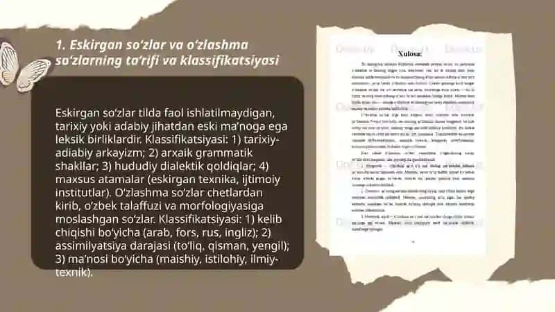 Eskirgan va o‘zlashma so‘zlarning matn tarkibidagi uslubiy vazifasi 3