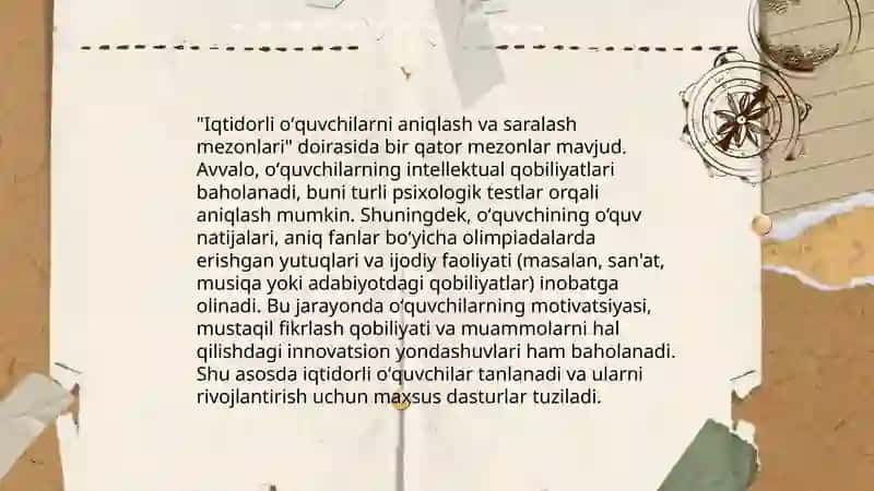 Iqtidorli oʻquvchilarni aniqlash va saralash mezonlari 3