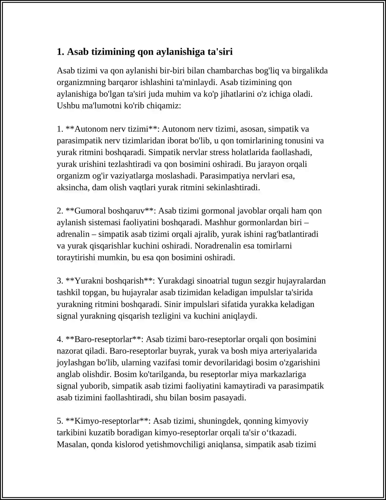 A'ZOLARDA QON AYLANISHINING OʻZIGA XOSLIGI 3
