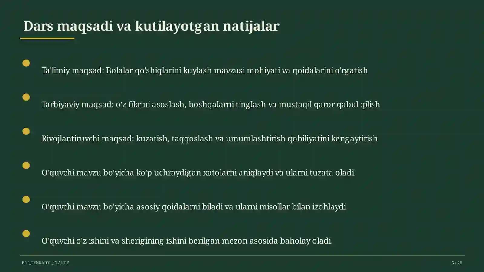 Bolalar qo'shiqlarini kuylash (1-sinf) 3