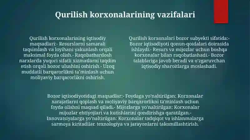 Qurilish Korxonasi Bozor Iqtisodiyotining Sub’Ekti Sifatida 3