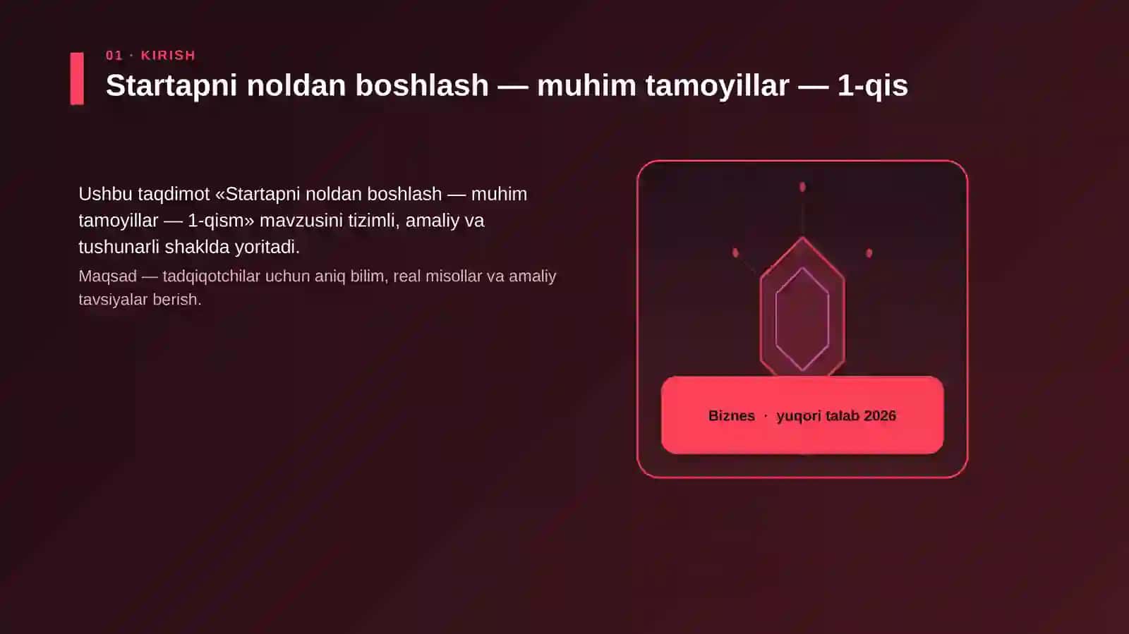 Startapni noldan boshlash — muhim tamoyillar — 1-qism 3