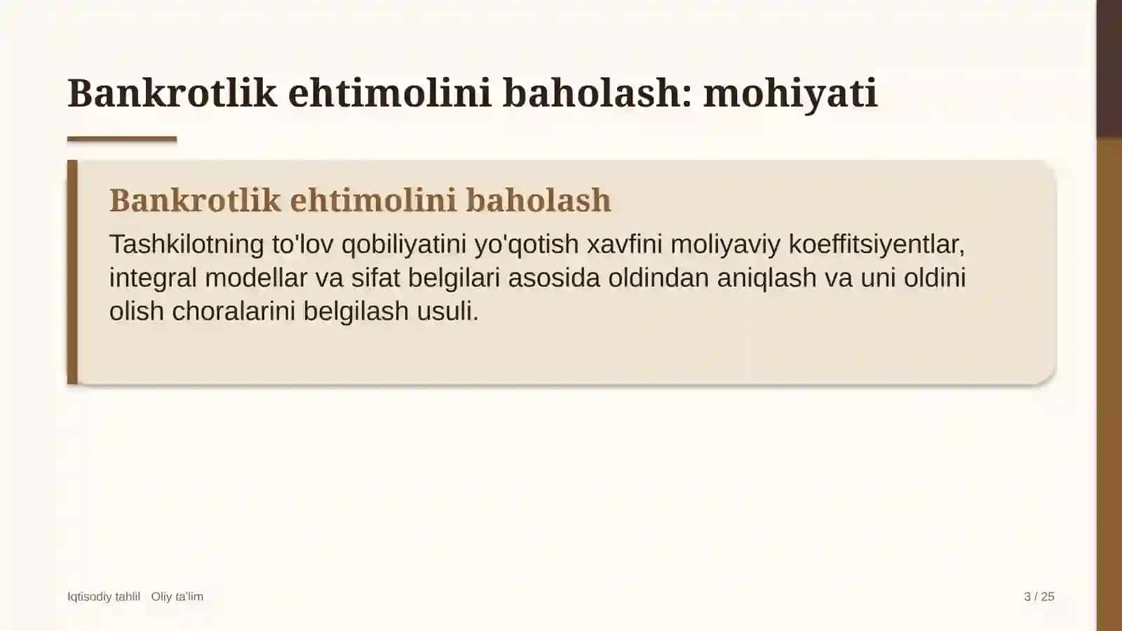 Televideniyeda bankrotlik ehtimolini baholash 3