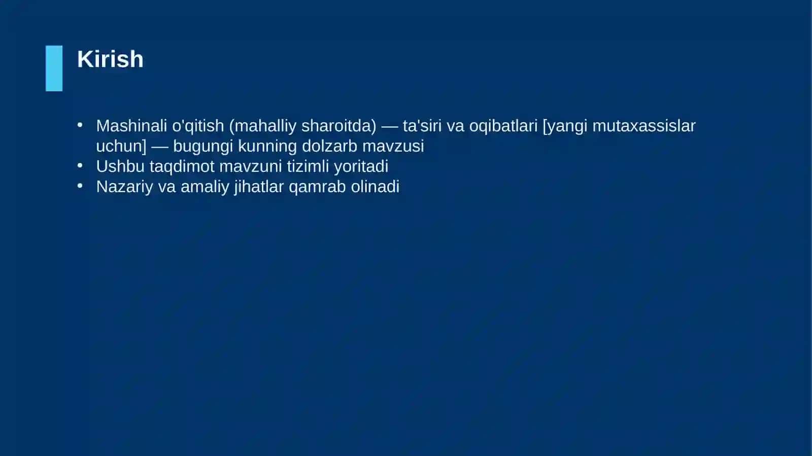 Mashinali o'qitish (mahalliy sharoitda) — ta'siri va oqibatlari [yangi mutaxassislar uchun] 3