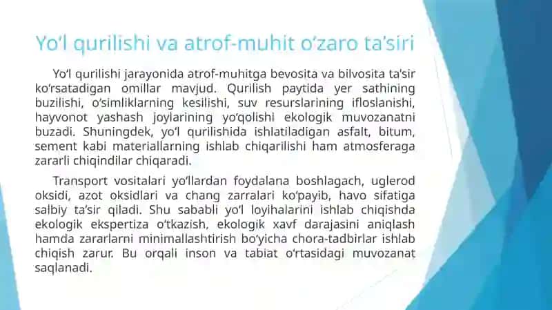Yoʻl muhandisligi ekologiyasi 3