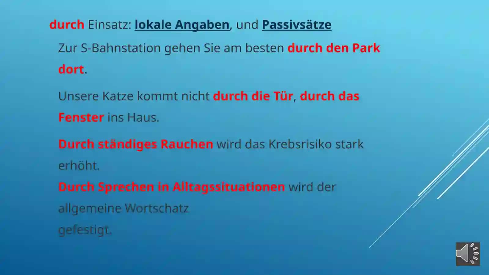 Nutzung von Präpositionen "bis" und "durch" 3