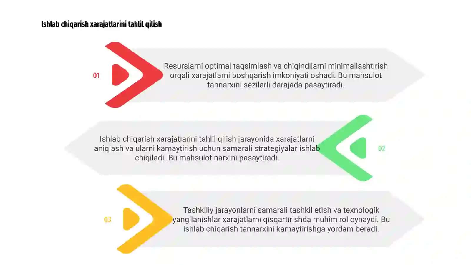 Ishlab chiqarish xarajatlari va mahsulot tannarxini pasaytirish yo'llari 3