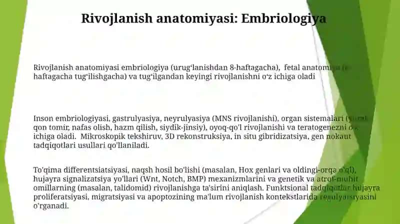 Anatomiyanining predmeti maqsadi, vazifalari va o'rganish usullari 3