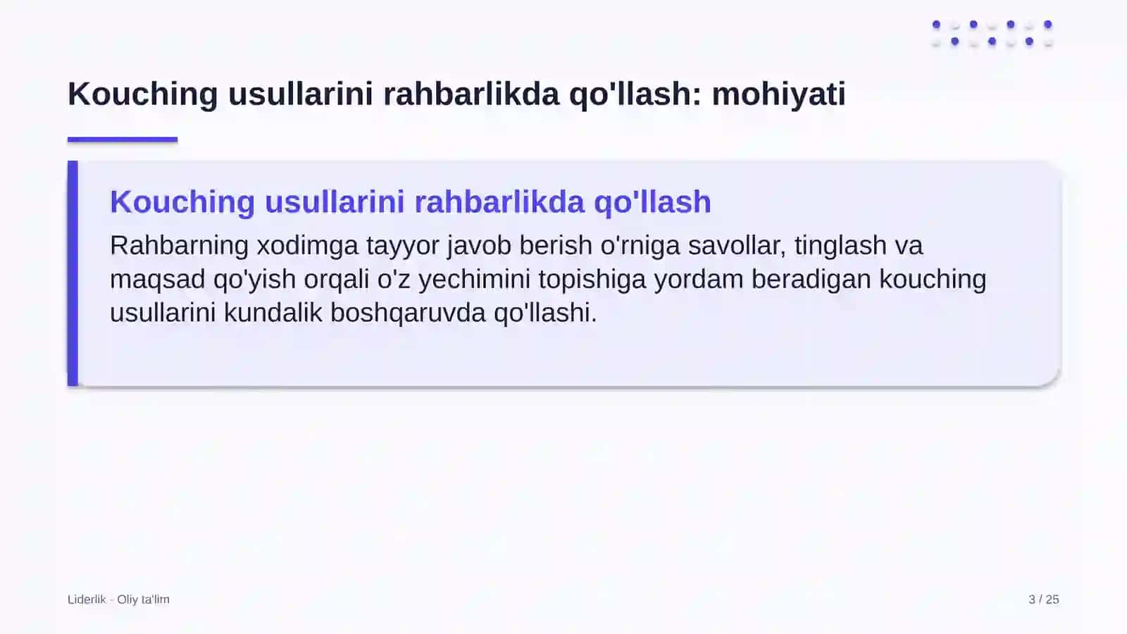 elektron hujjat aylanishi tizimlarida kouching usullarini rahbarlik amaliyotida qo'llash 4567 3