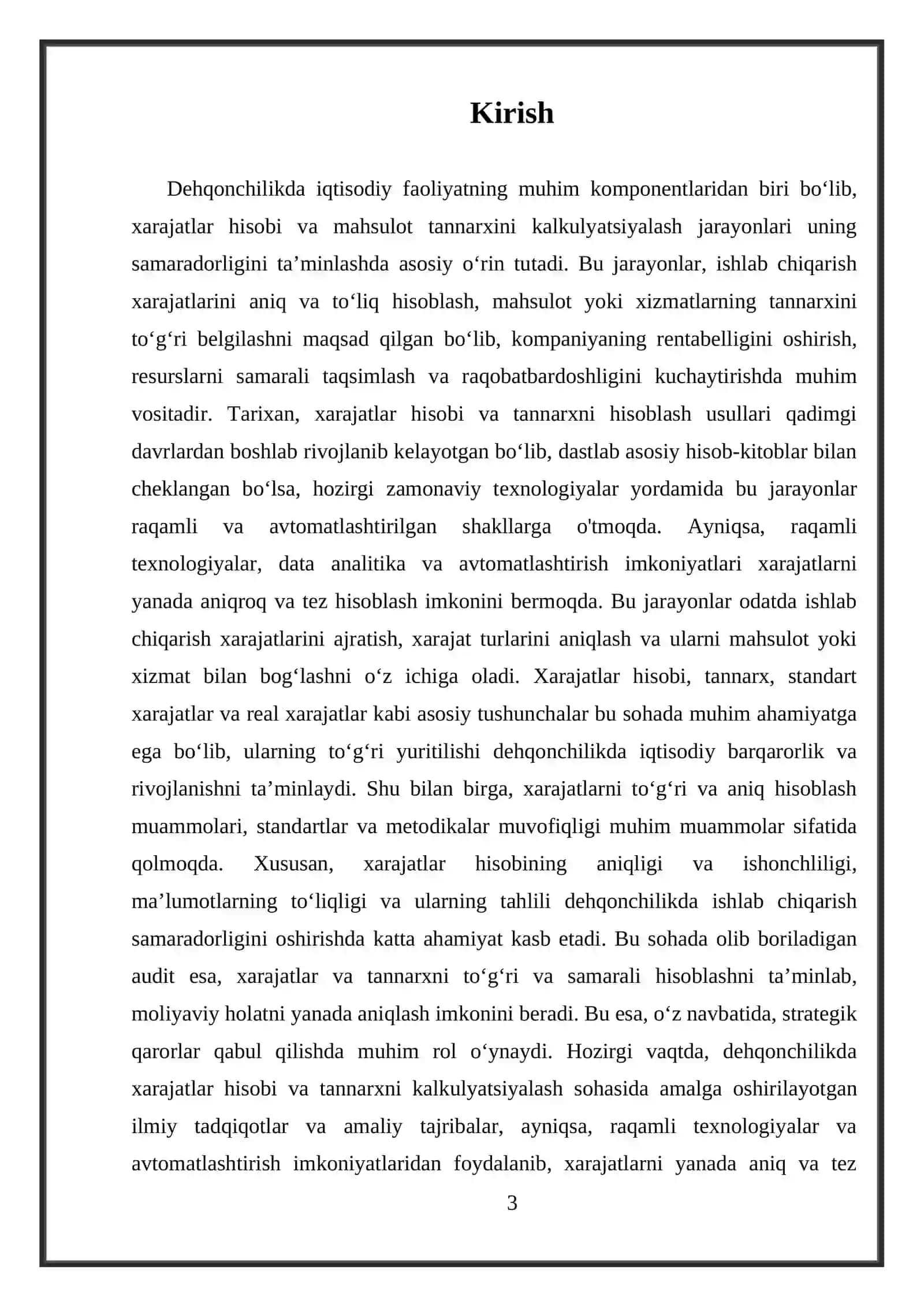 Dehqonchilikda xarajatlar hisobi va mahsulot tannarxini kalkulyatlsiyalash audit 3