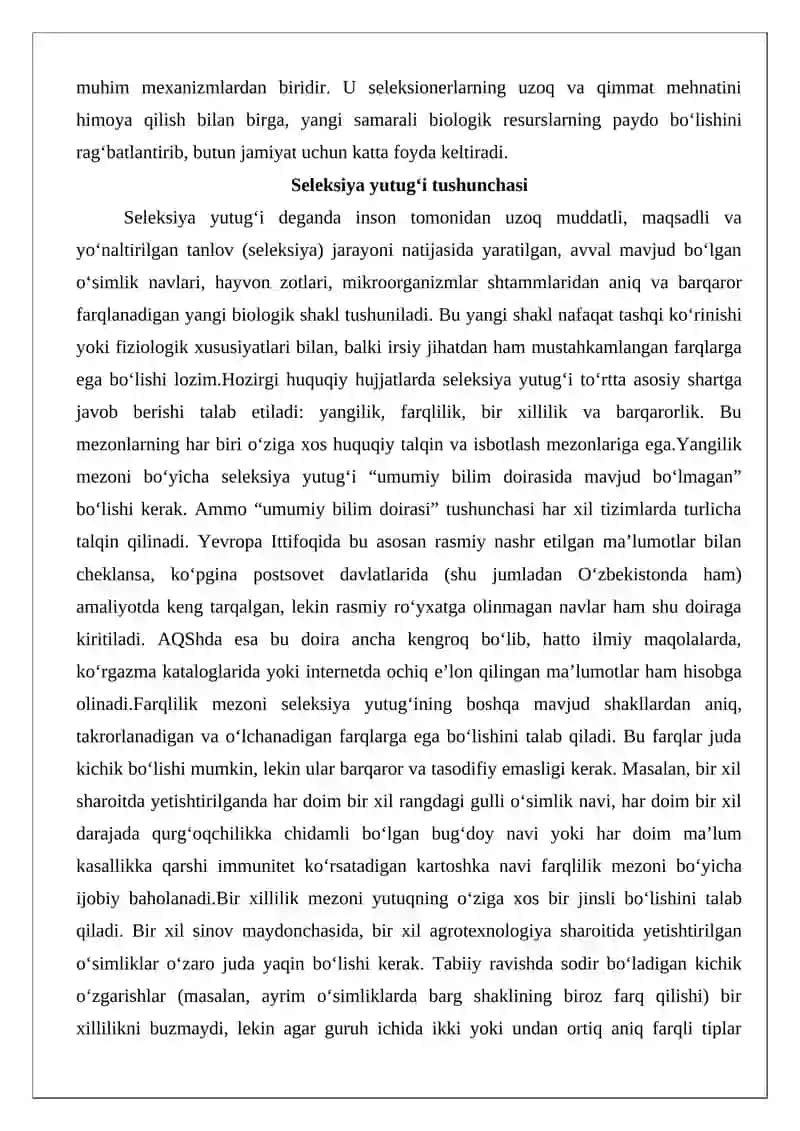 Seleksiya yutuqlariga bo‘lgan huquq 3