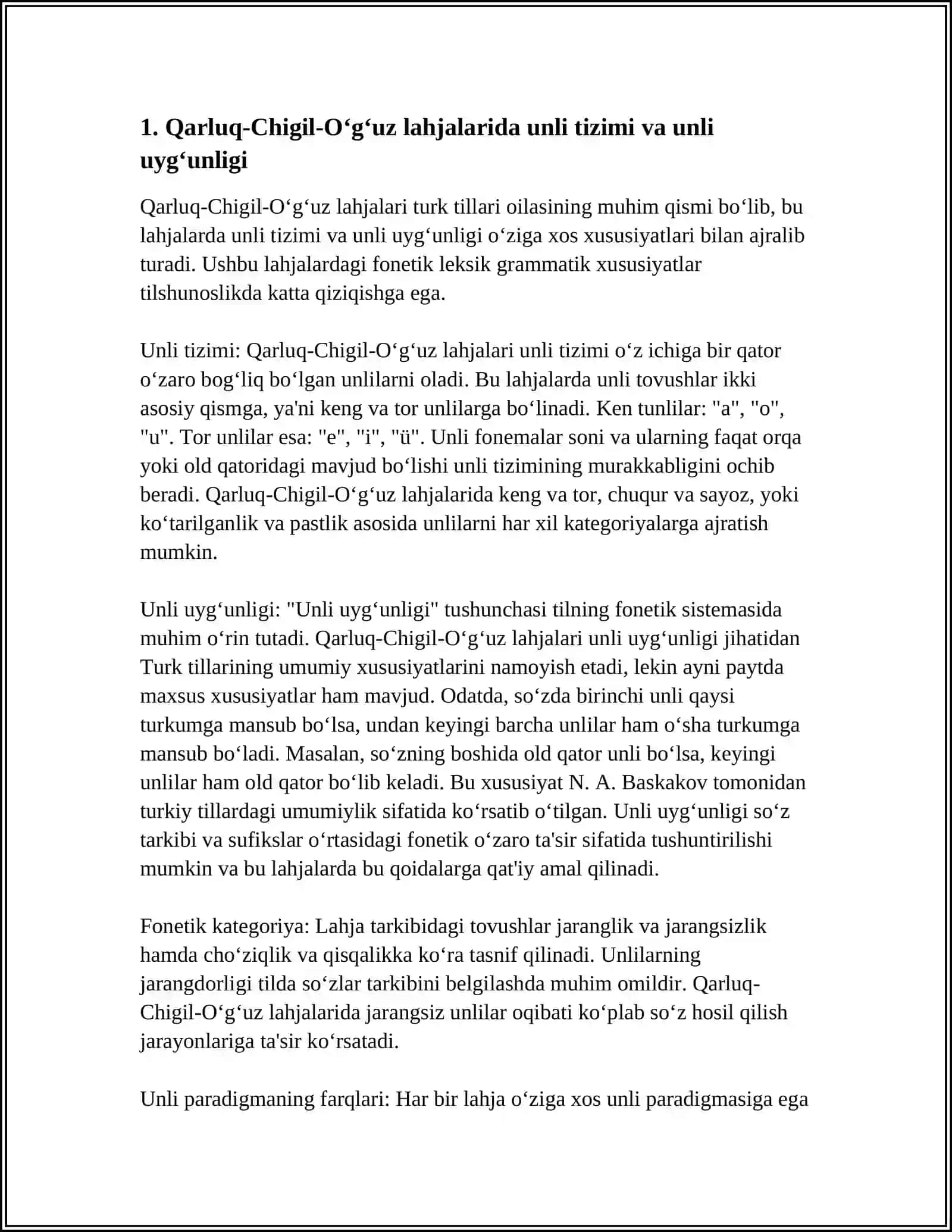 QARLUQ-CHIGIL-OʻGʻUZ LAHJALARINING FONETIK LEKSIK GRAMMATIK XUSUSIYATLARI 3
