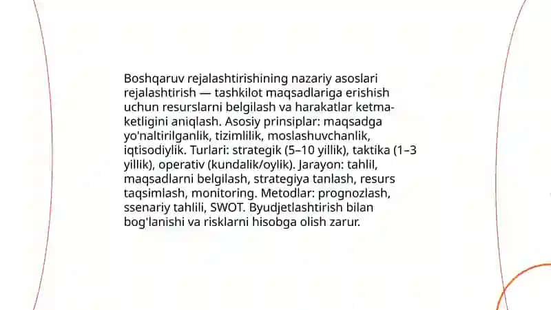 Boshqaruv hisobida rejalashtirish va byudjetlashtirish 3