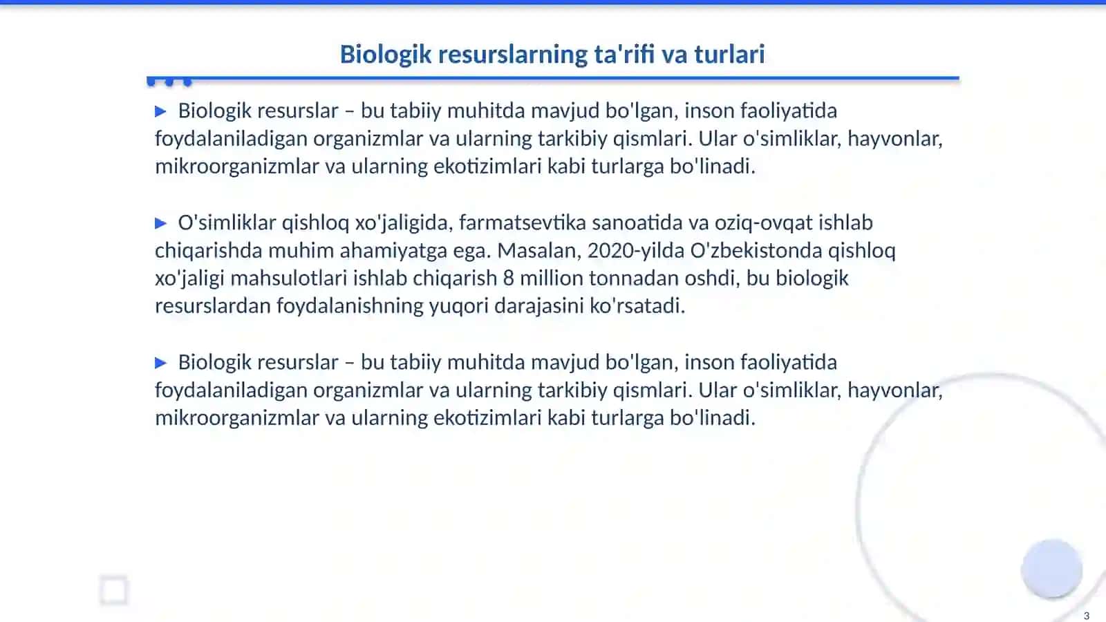 Biologik resurslardan foydalanish 3