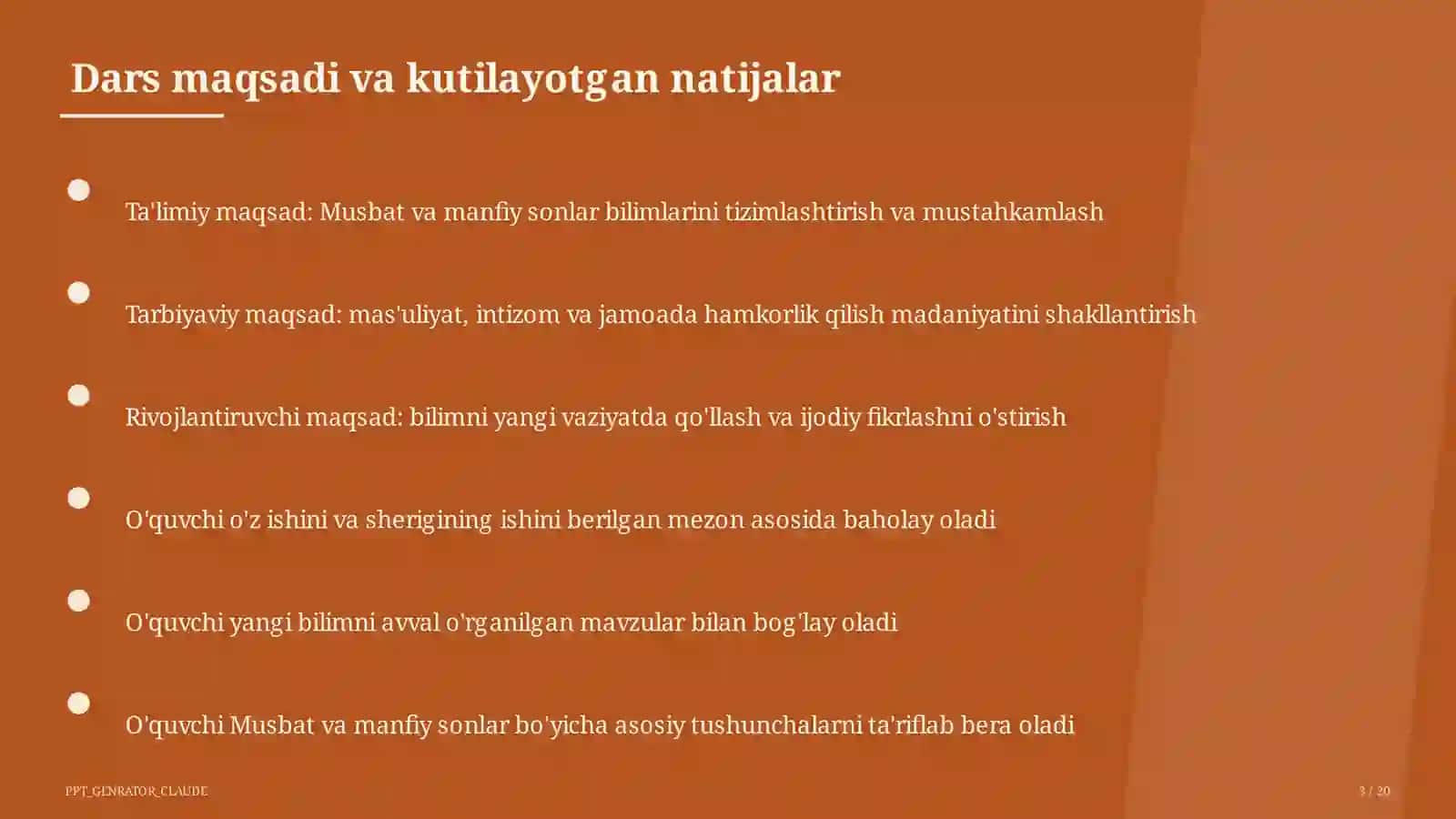Musbat va manfiy sonlar (6-sinf) 3