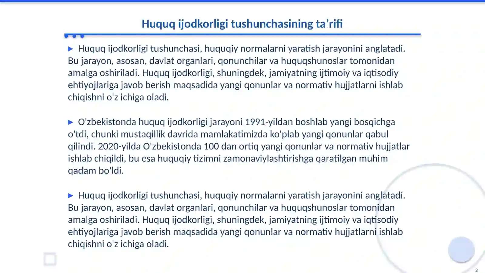 Huquq ijodkorligi tushunchasi va tamoyillari 3