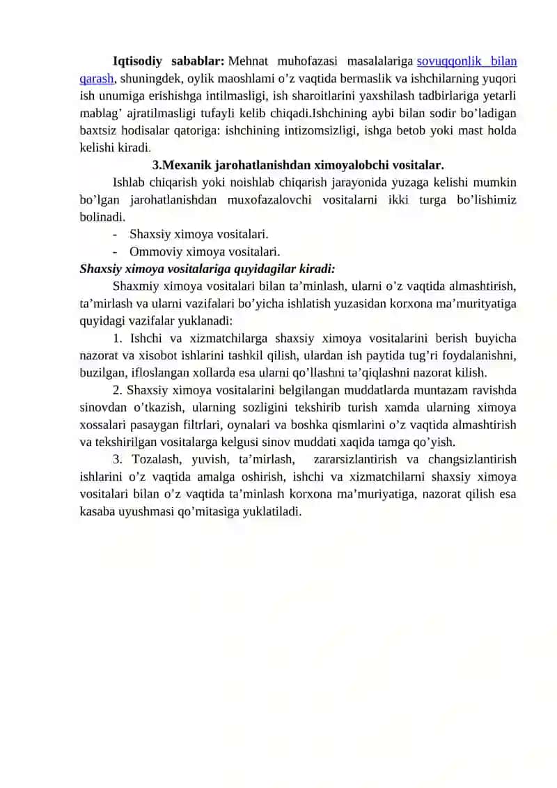 Mexanik jarohatlanishdan muhofazalanish va muhofazalovchi vositalarni aniqlash 3