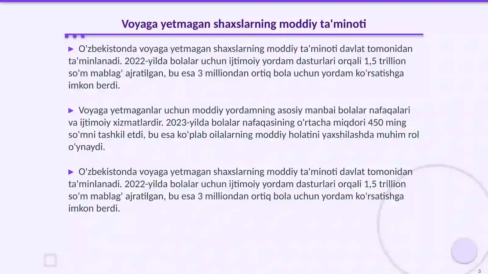 Voyaga yetmagan yoki mehnatga layoqatsiz shaxslarni moddiy taʼminlashdan boʻyin tovlash 3