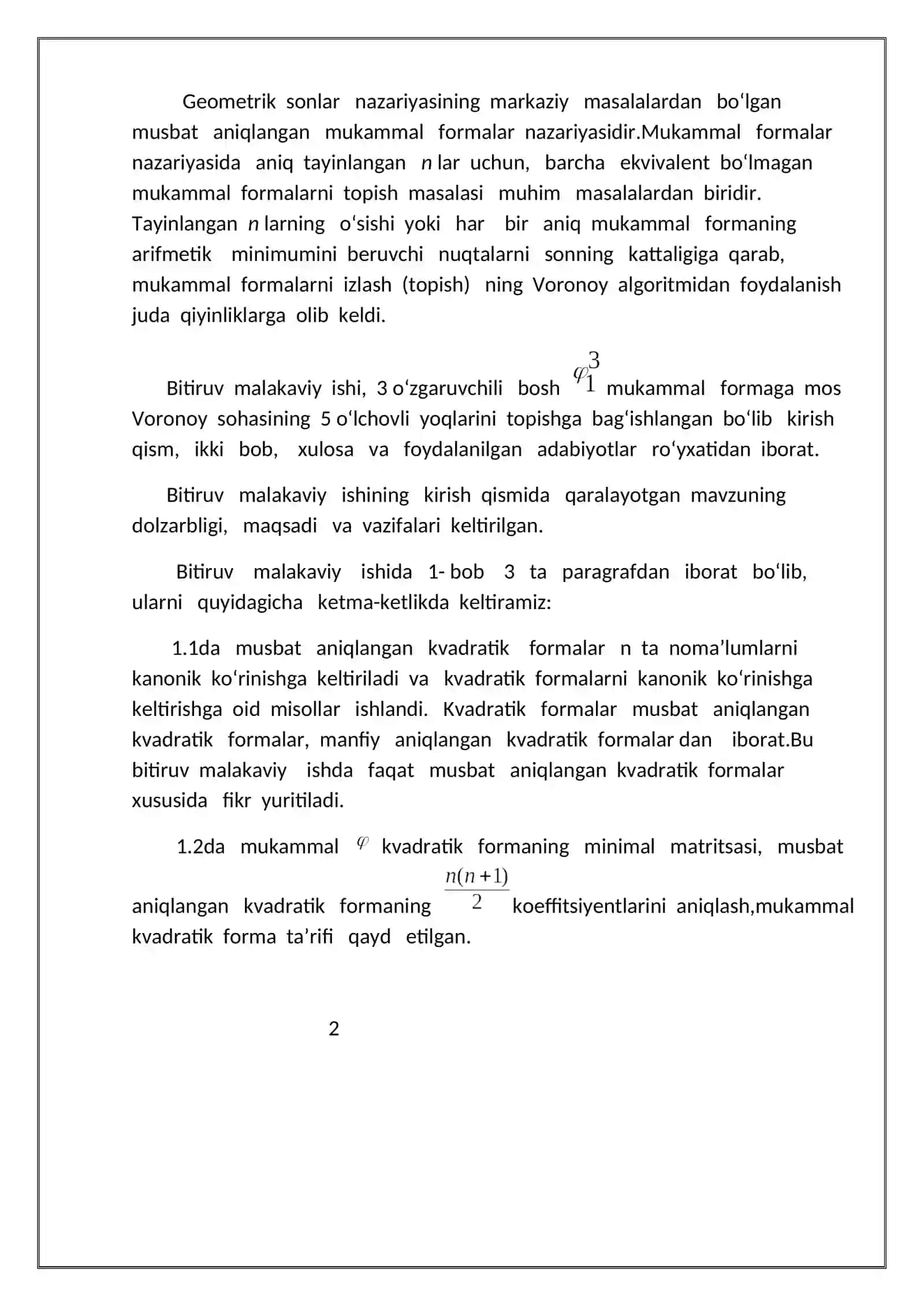 O‘zgaruvchili bosh mukammal formalar 3