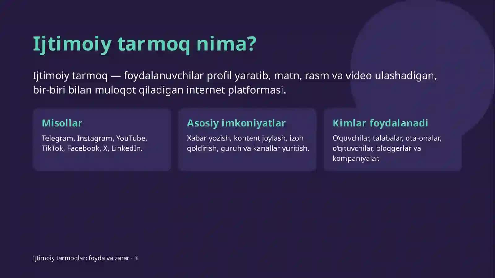 Ijtimoiy tarmoqlar: foyda va zarar 3