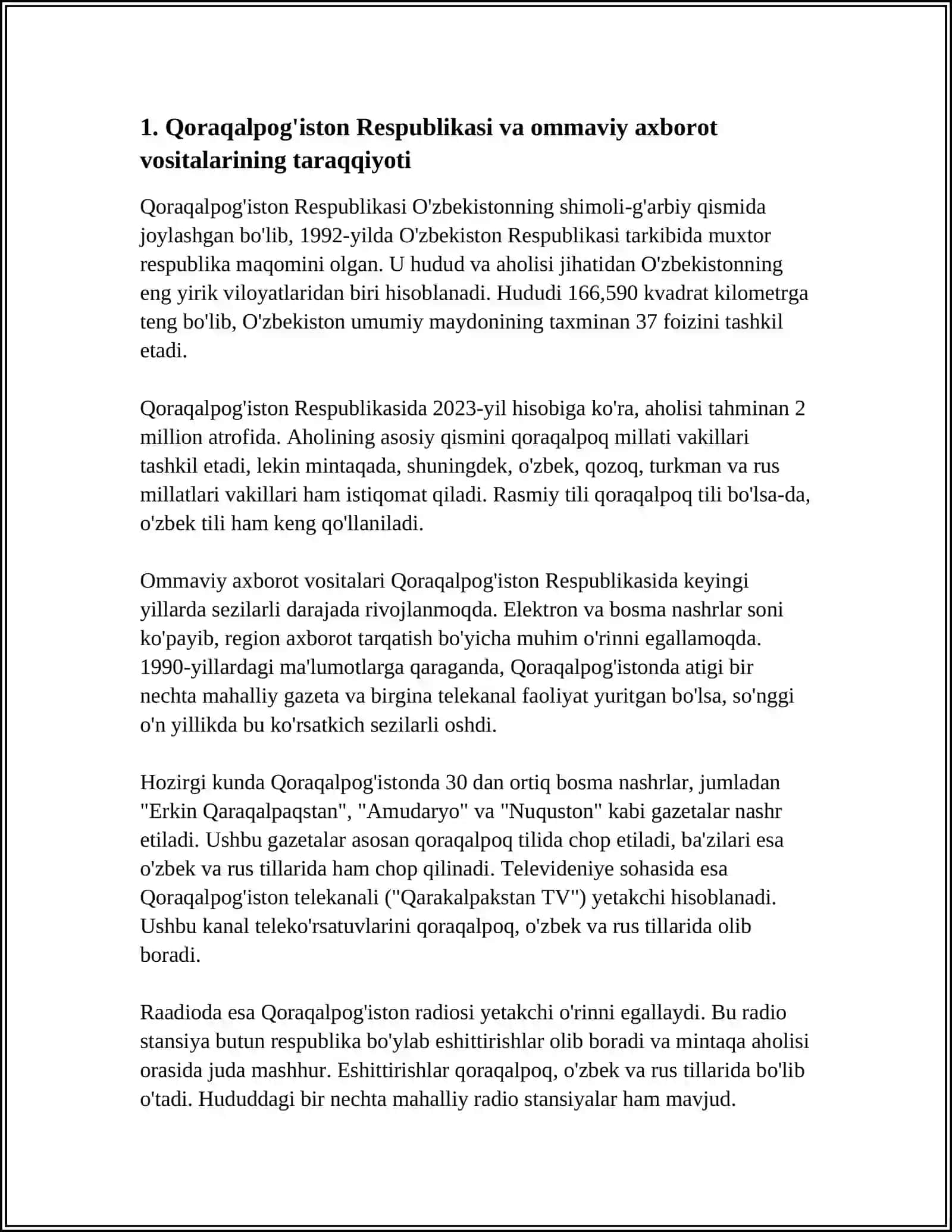 MUSTAQILLIK YILLARIDA QORAQALPOG'ISTON RESPUBLIKASI VA OMMAVIY AXBOROT VOSITALARI 3