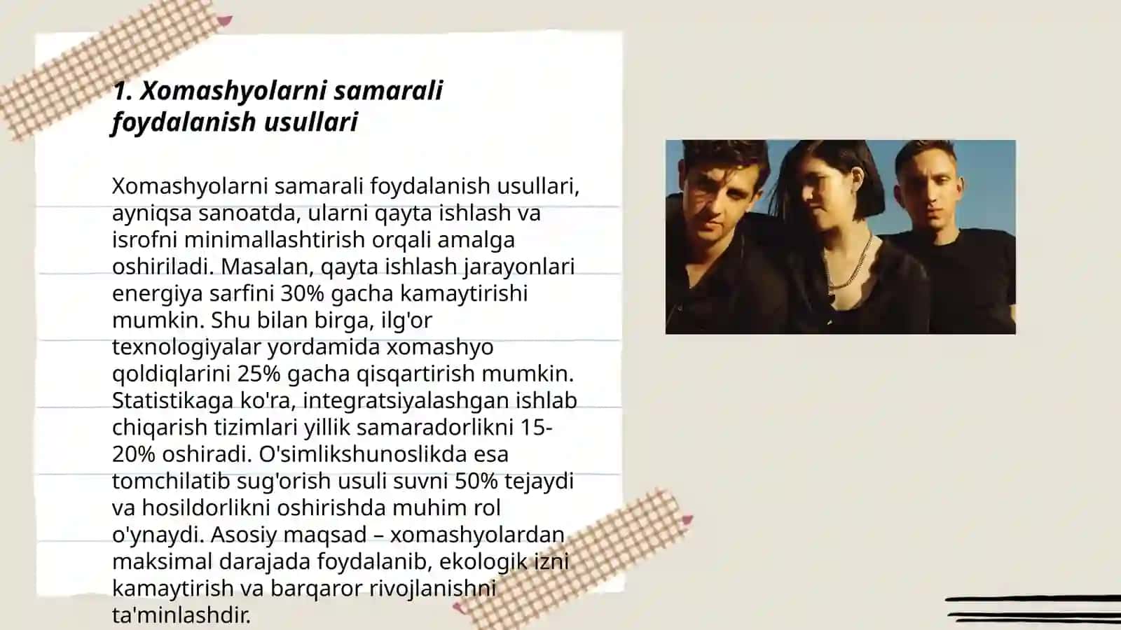 Moddiy resurslardan foydalanish samaradorligi va ularni ishlab chiqarish hajmiga taʼsirini tahlili 3