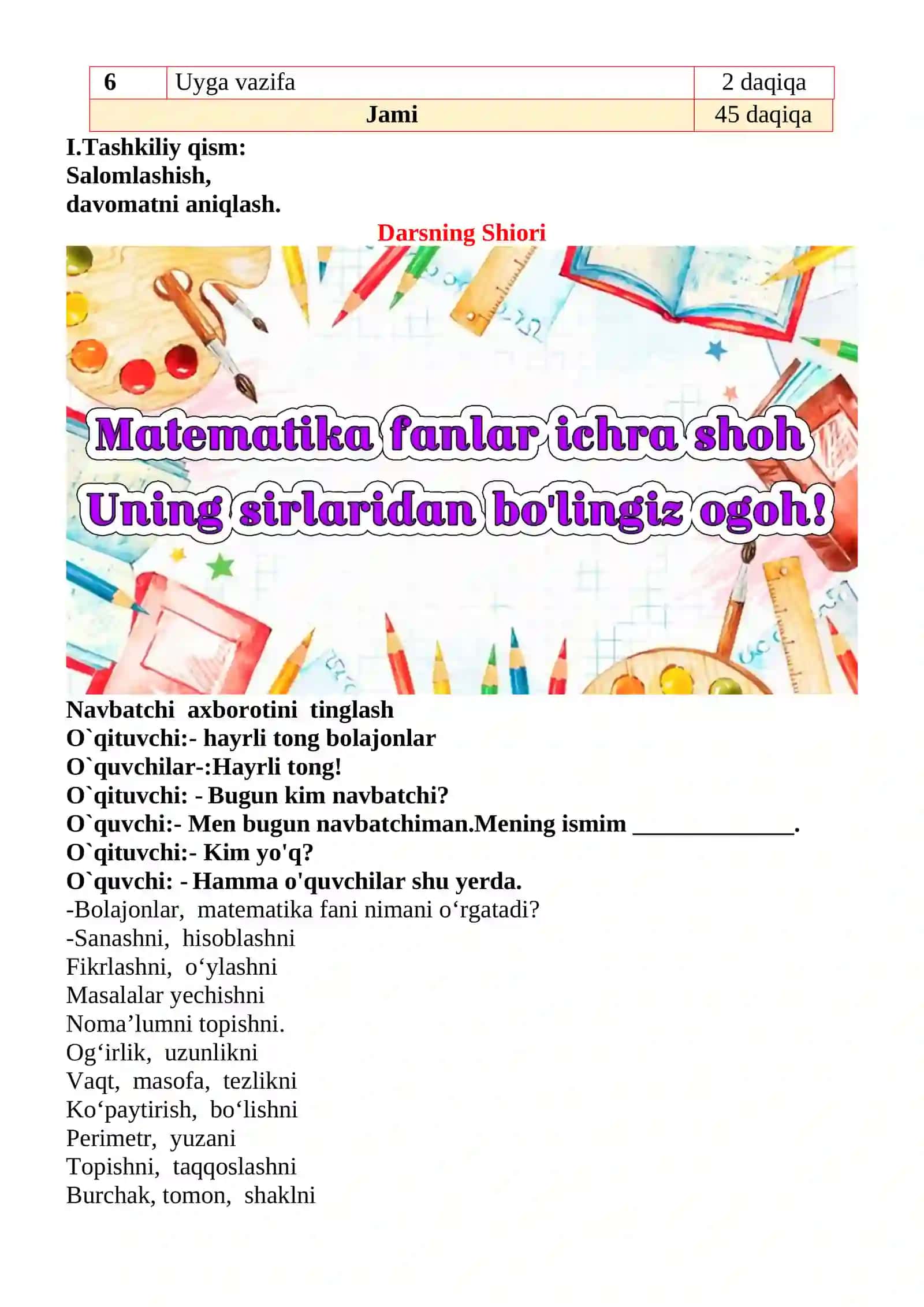 Ming mavzusida 2-sinf matematika fanidan dars ishlanmasi 3