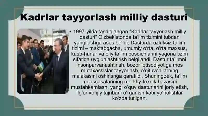 O‘zbekiston Respublikasi ta'lim sohasida amalga oshirilgan islohotlar 3
