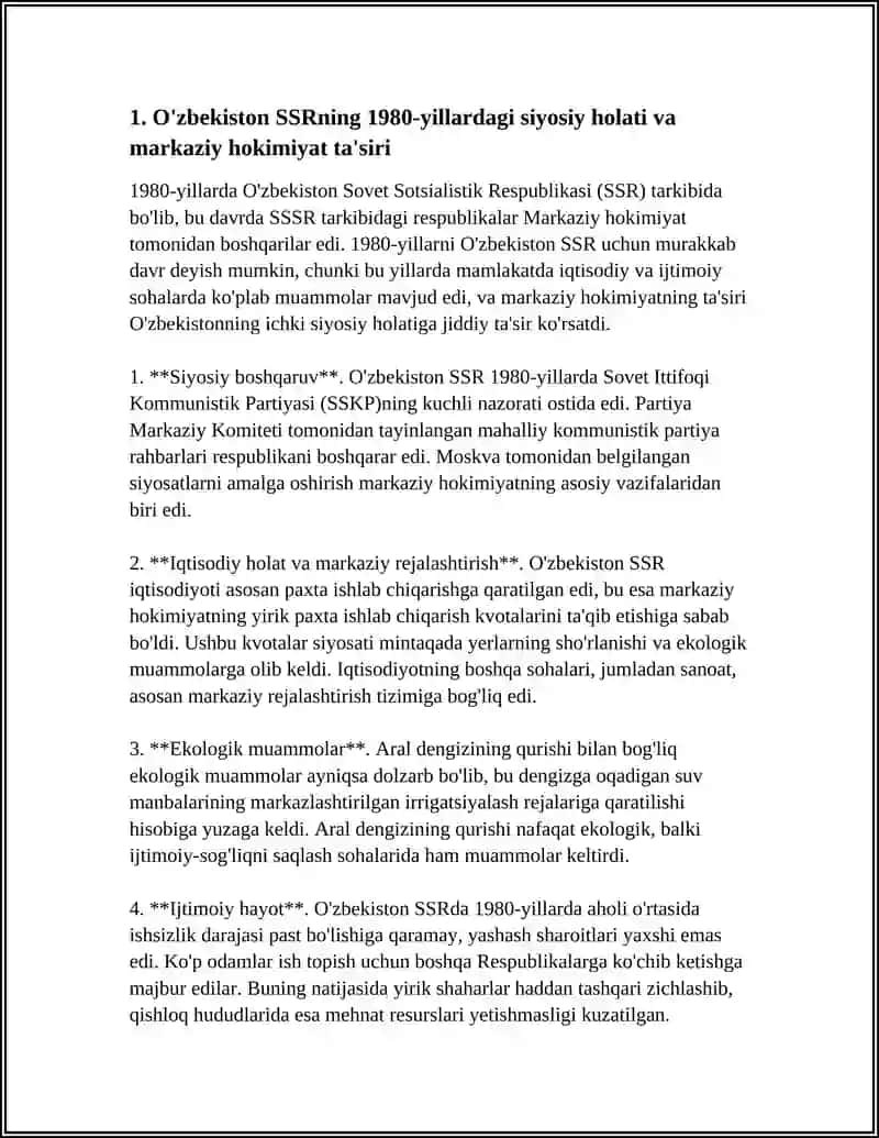 O'ZBEKISTON TARIH VE O'ZBEKISTONDA 80-90 YILLARIDAGI IJTIMOIY-SIYOSIY VAZIYAT 3
