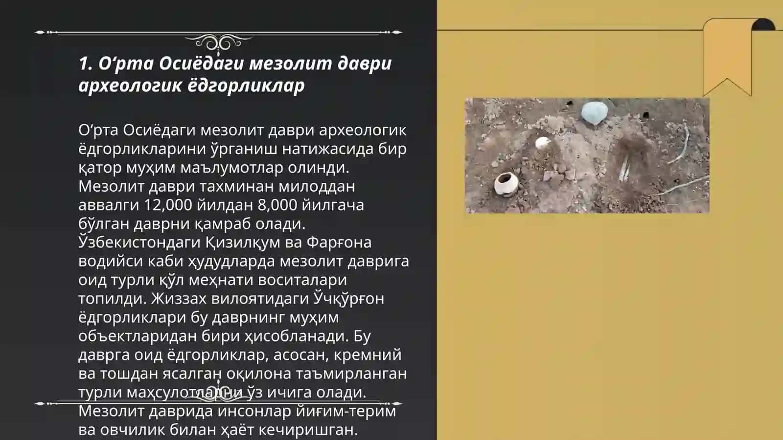 Оʻрта осиё hududida mezolit davri manzilgohlari 3