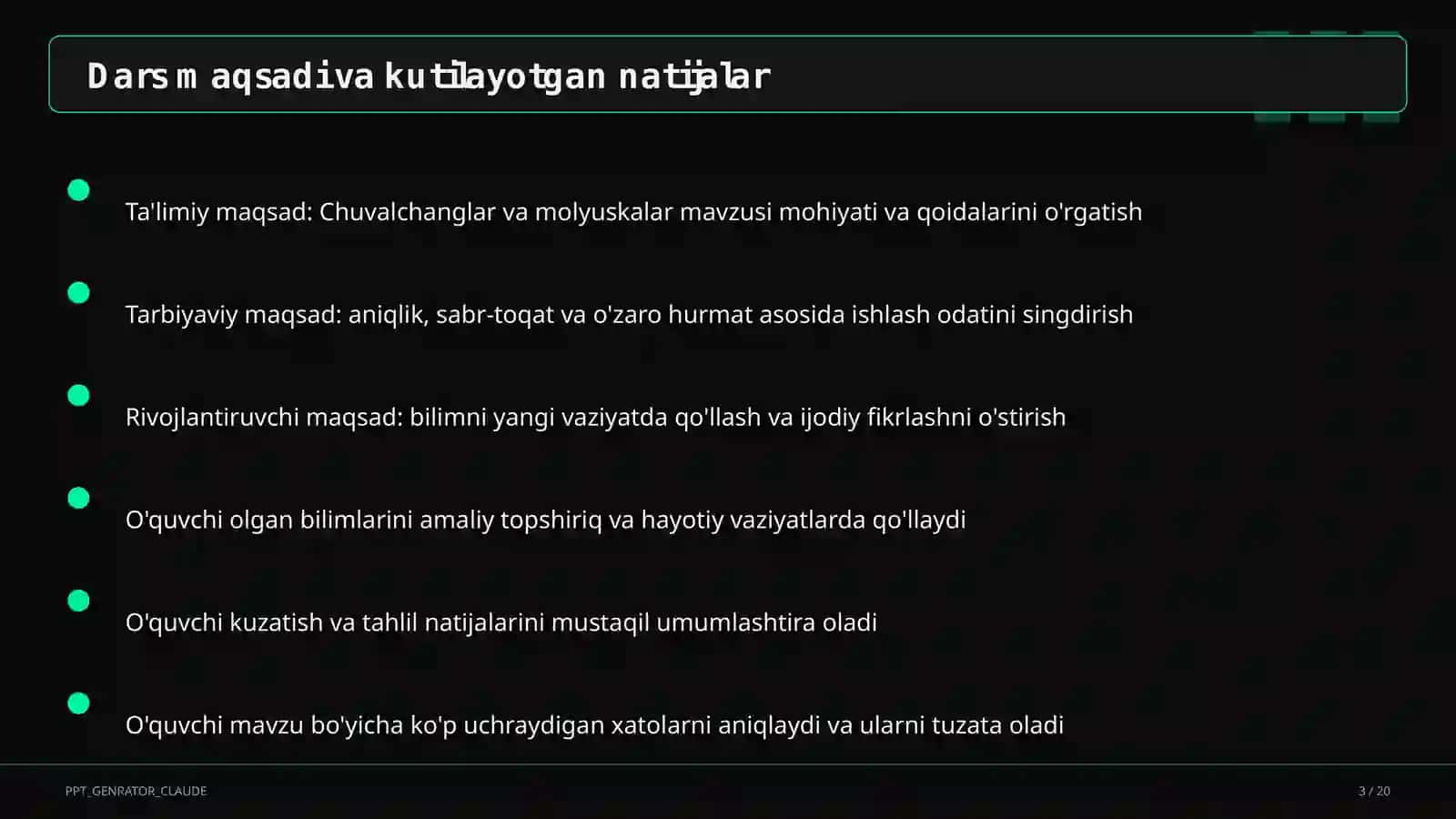 Chuvalchanglar va molyuskalar (7-sinf) 3