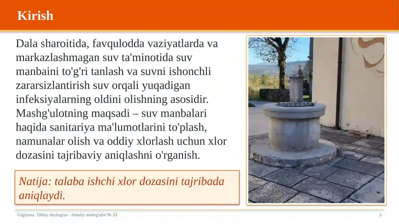 Gigiyena. Tibbiy ekologiya · Amaliy mashg'ulot № 33 3