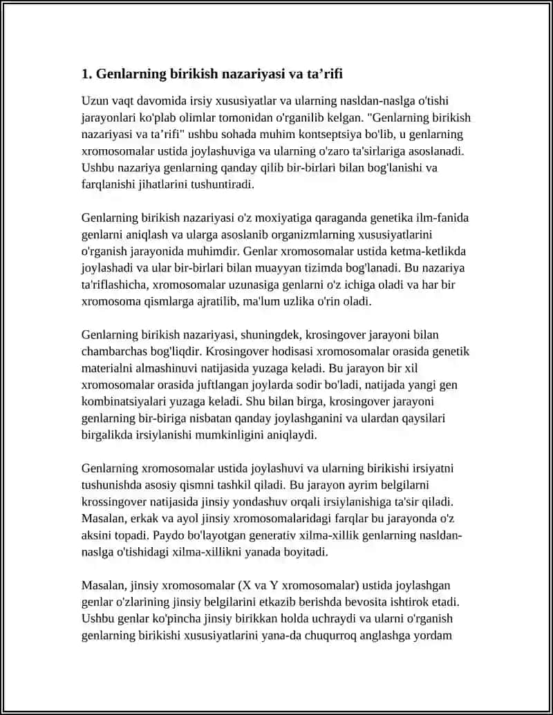 Genlarning birikish holati krosingover belgilaring jinsiy birikkan holda irsiylanishi 3