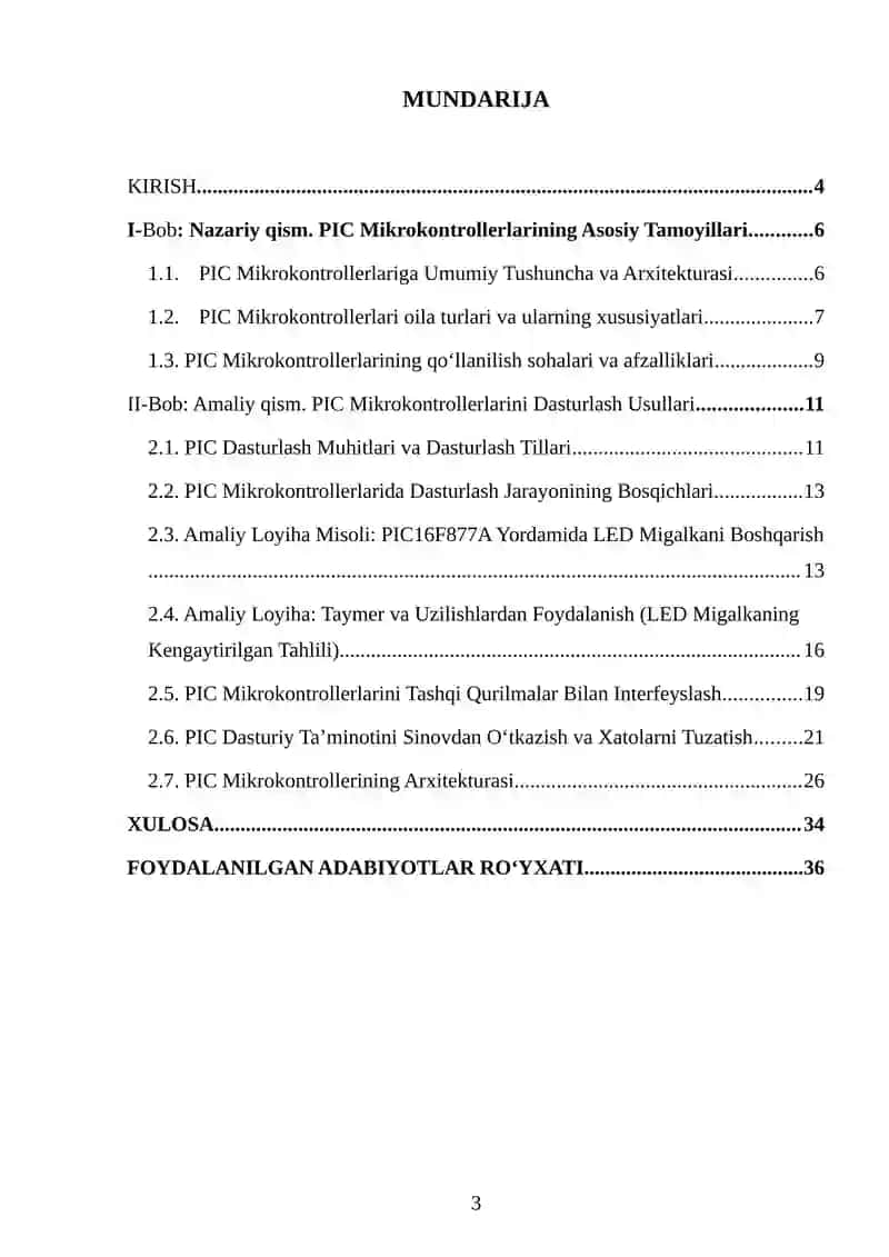 PIC MIKROKONTROLLERLARI VA DASTURLASH IMKONIYATLARI 3