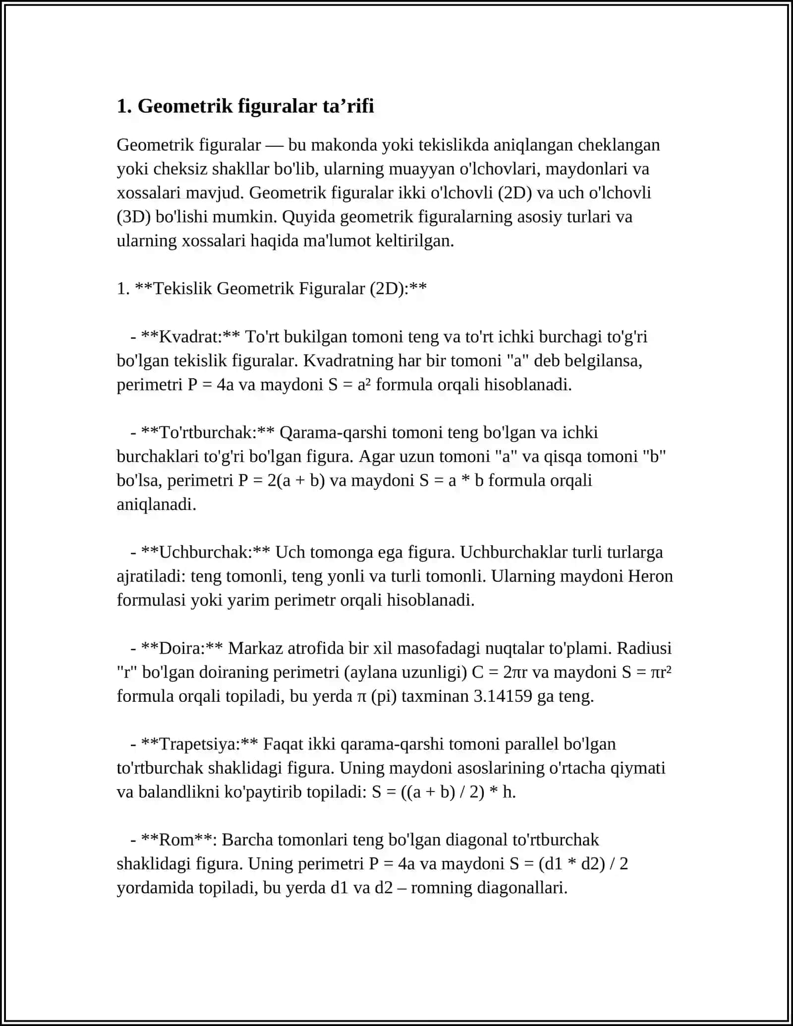 SODDA GEOMETRIK FIGURALAR TAʼRIFLARI XOSSALARI VA AMOLATLARINI OʻRGANISH 3