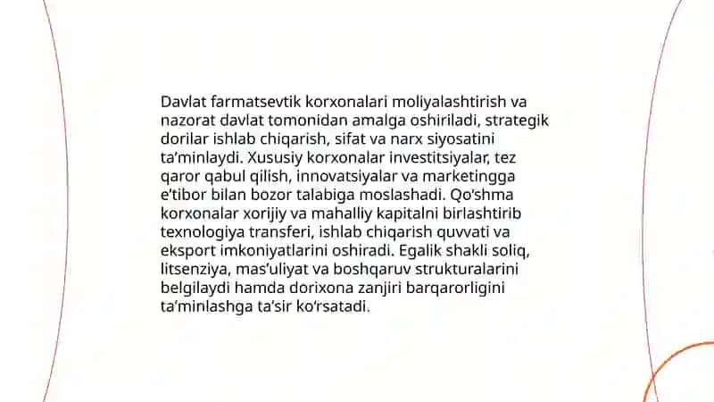 Farmatsevtik ishlab chiqarishda faoliyat ko’rsatadigan korxonalar va ularning turlari 3