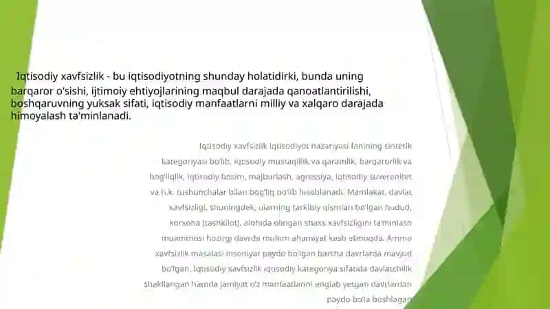 Iqtisodiy xavfsizlik fanidan Taqdimot 3