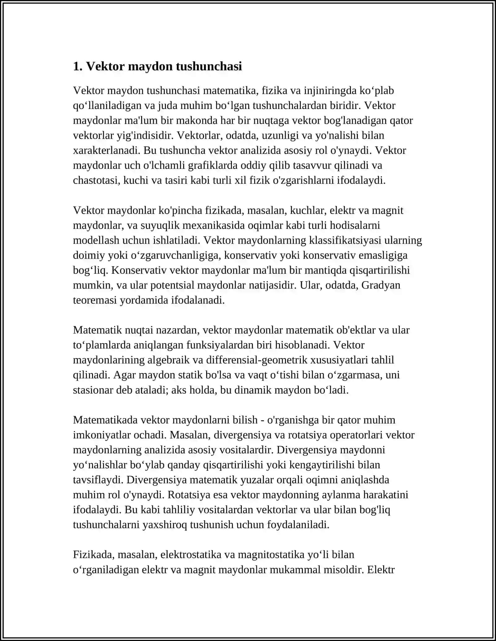 VEKTOR MAYDONDAGI IKKINCHI TARTIBLI AMALLAR VA NABLA OPERATORI BILAN AMALLAR BAJARISH 3