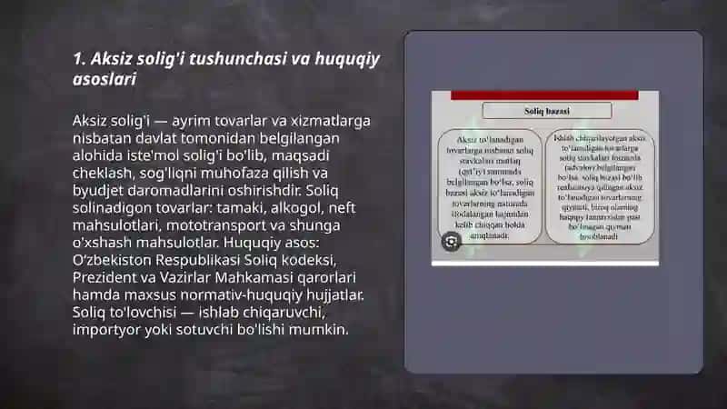 Aksiz solig'i stavkalari va ularning tabaqalanishi, va soliq hisobotini taqdim 3