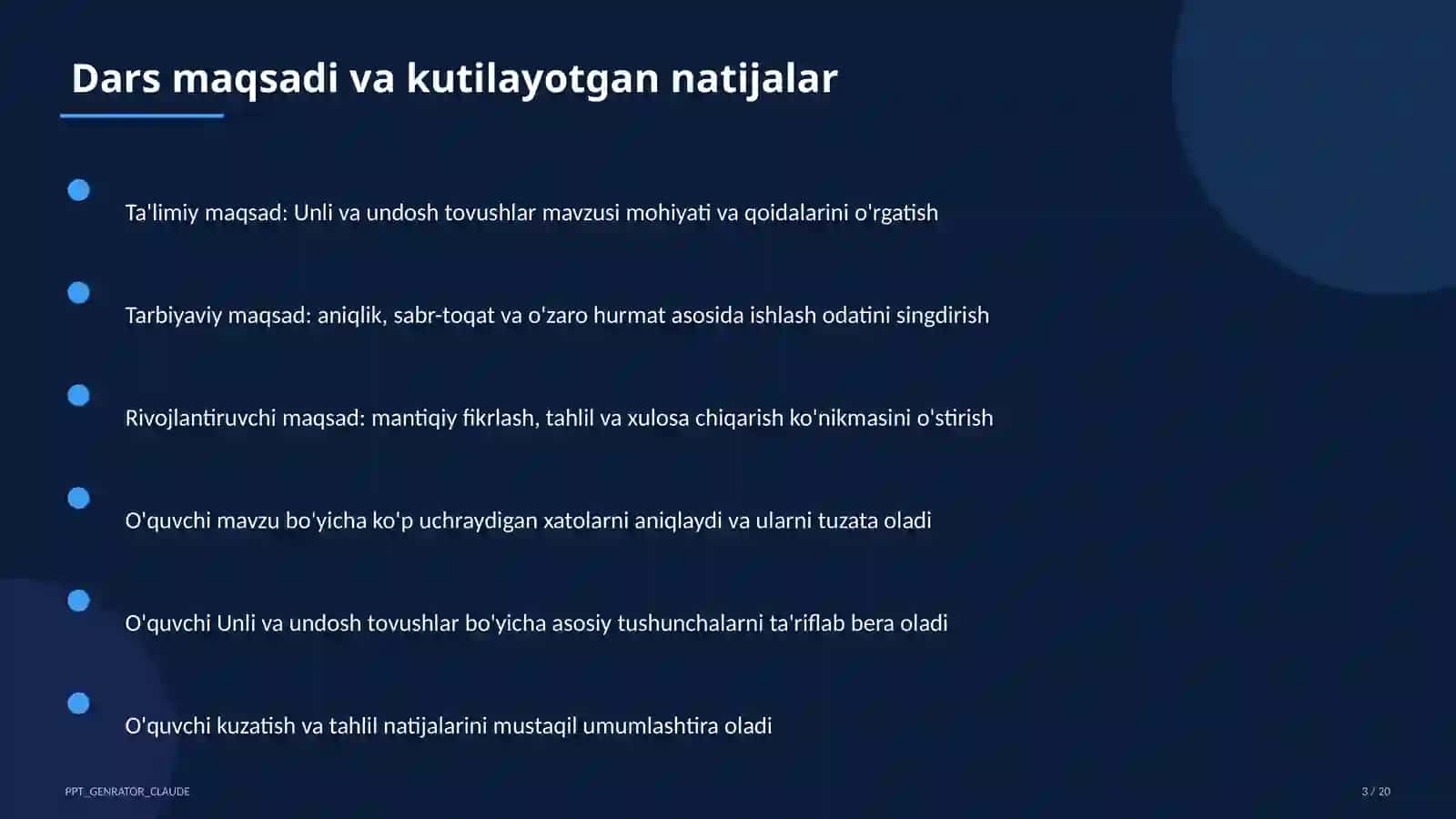 Unli va undosh tovushlar (1-sinf) 3