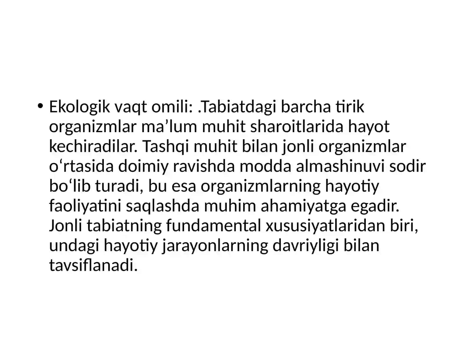 Ekologik vaqt omili 3