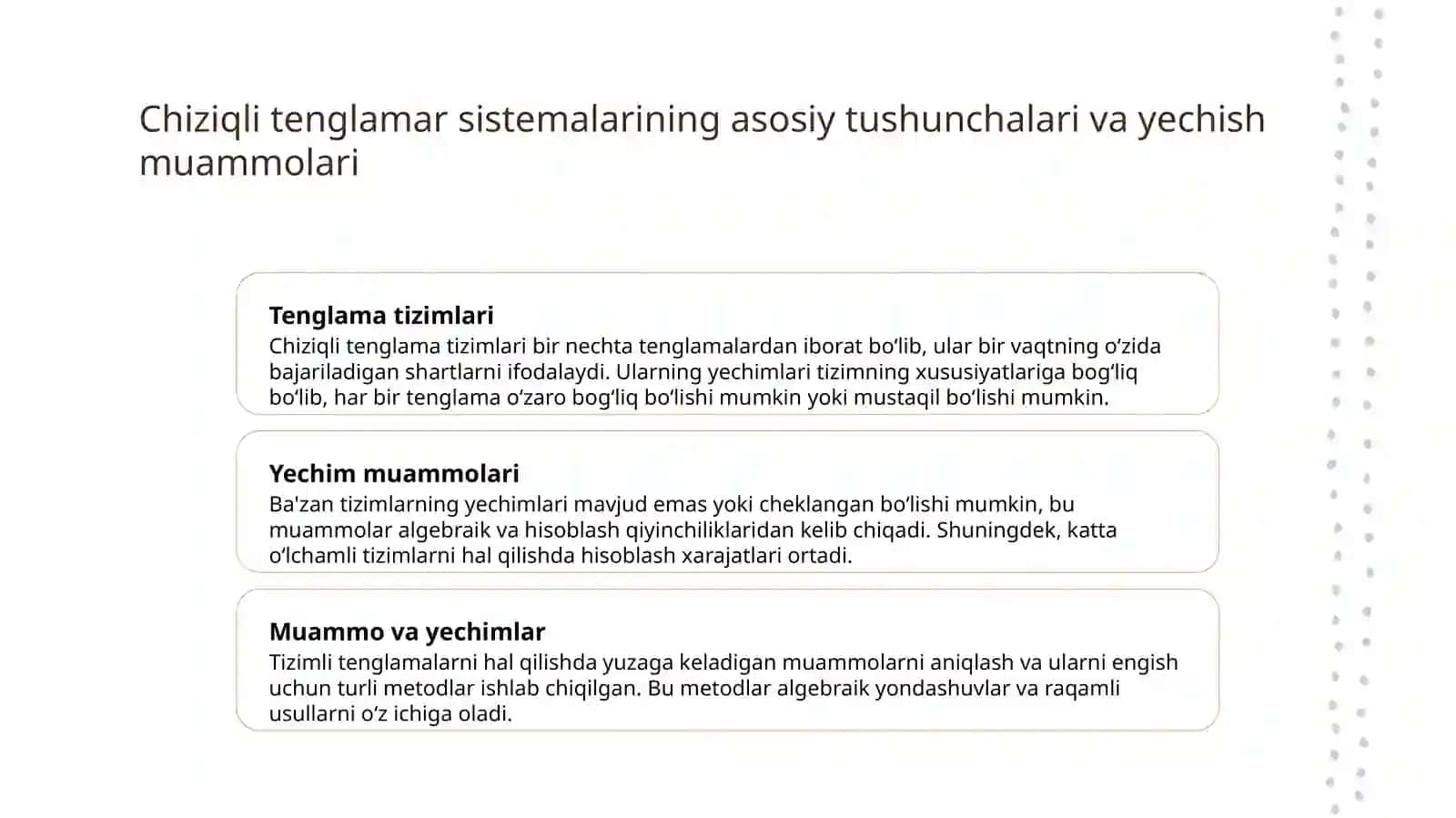 Chiziqli tenglamalar sistemasini Jordanning modefekatsiyalashgan usuli bilan hisoblash 3