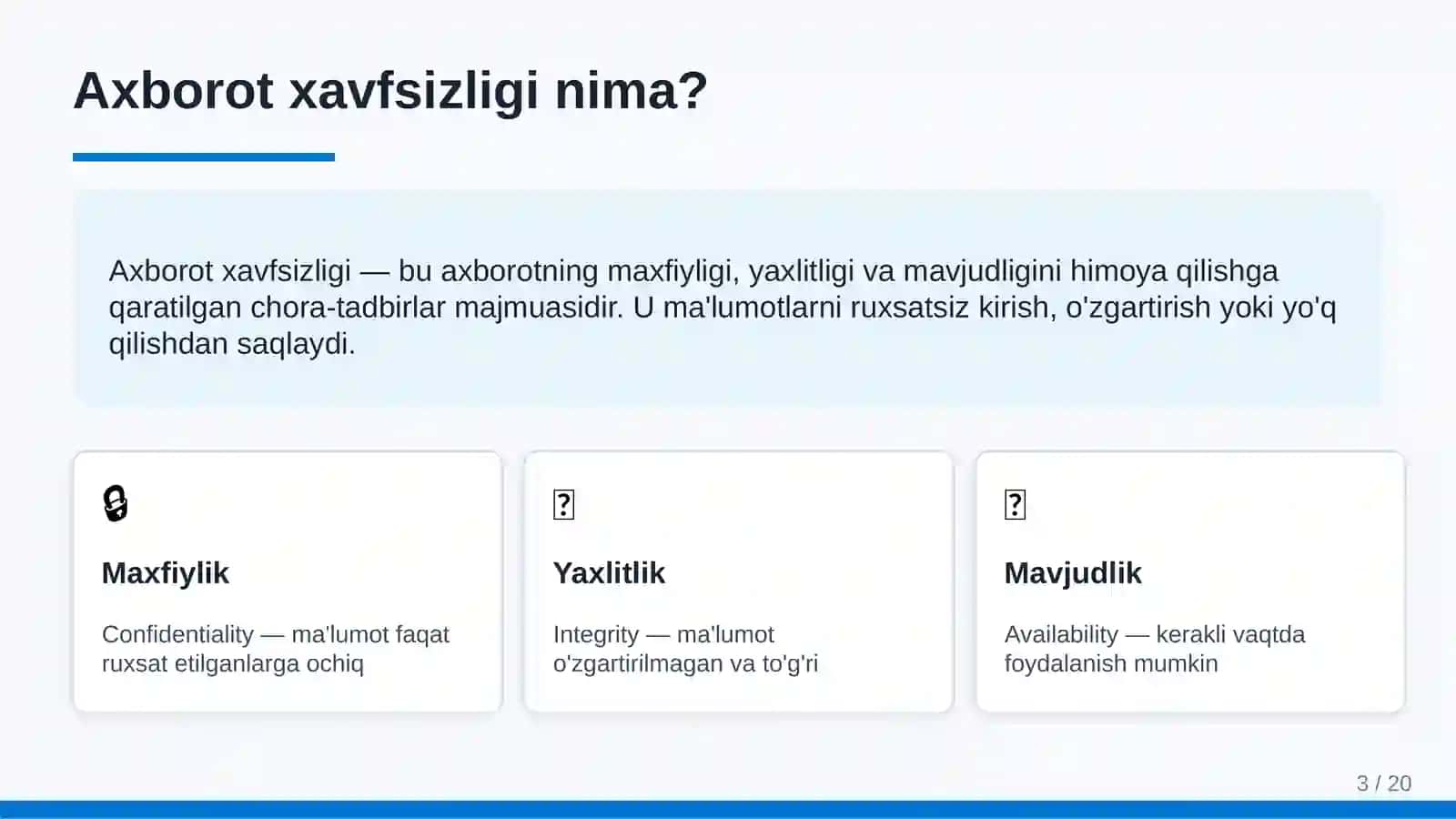 Axborot xavfsizligi va kompyuterda xavfsiz ishlash qoidalari 3