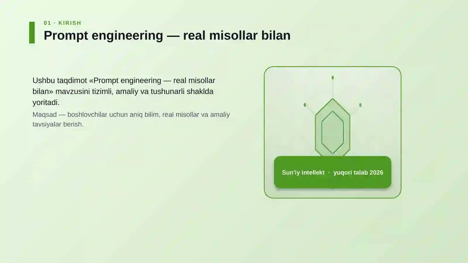 Prompt engineering — real misollar bilan 3
